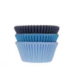 75 BAKING CUPS ASSORTED BLUE 50x33mm