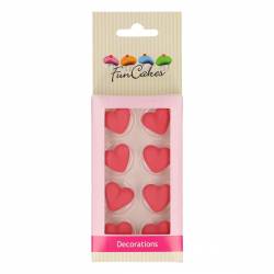 FUNCAKES SET 8 RED HEART SUGAR DECORATIONS ( FC71034 )