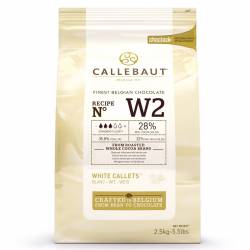 CALLEBAUT WHITE CHOCOLATE CALLETS- 2.5 KG, ( NºW2 )