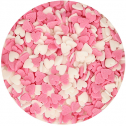 FUNCAKES HEARTS PINK - WHITE 7 MM - 60 GRAMS ( F52025 )