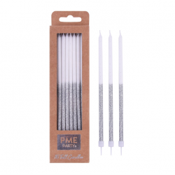 PACK 16 UNITSHINY SILVER TALL CANDLES PME ( CA180 )