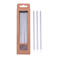PACK 16 UNITS TALL CANDLES SILVER + PME SUPPORT  ( CA096 )