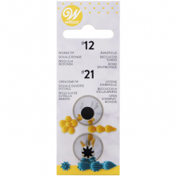 SET 2 NOZZLES Nº 12 AND 21 WILTON " ROUND AND OPEN STAR "...