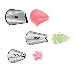SET 3 NOZZLES Nº 104, 224 AND 352 WILTON " PETAL, LEAF AND FLOWER " ( 418-400 )