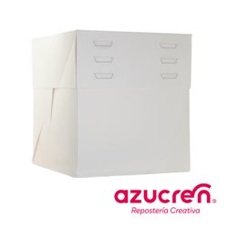 WHITE CAKE BOX ADJUSTABLE HEIGHT 20 X 20 X 20 TO 30 CM. HEIGHT REF. AZUCREN