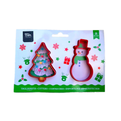 SET 2 PLASTIC CUTTERS CHRISTMAS TREE AND SNOWMAN AZUCREN