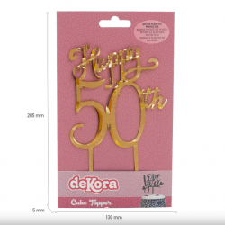 TOPPER 50. GEBURTSTAG " HAPPY 50th". DEKORA ( 354106 )