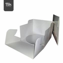 WHITE CAKE BOX 28 CM + ROUND BASE 3 MM THICKNESS CM. SUGAR