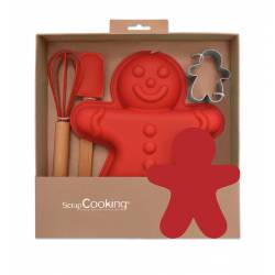SET 4 CHRISTMAS UTENSILS SET (WHISK, SPATULA, MOULD AND...