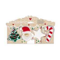 SET 4 CUTTERS TREE, SANTA CLAUS, STAR AND CANE -...