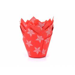 RED MUFFIN CAPSULES WITH STAR 36 PIECES HOUSE OF MARIE