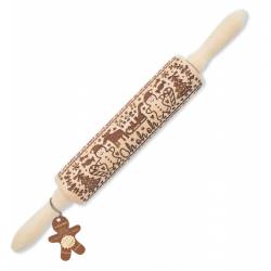 WOODEN GINGERBREAD ROLLING PIN - SCRAPCOOKING ( 5241 )