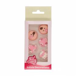 FUNCAKES 12 PINK BABY SUGAR DECORATIONS ( F50105 )