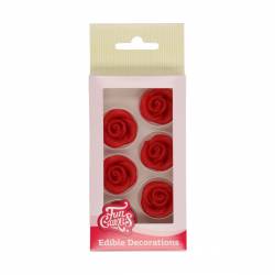 FUNCAKES SET 3 RED ROSES MARZIPAN DECORATIONS ( F50425 )