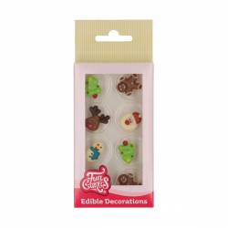 FUNCAKES 8 COLOURFUL CHOCOLATE CHRISTMAS DECORATIONS (...