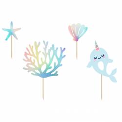 SET 4 NARWHAL PARTY DECO TOPPER ( KPT48 )
