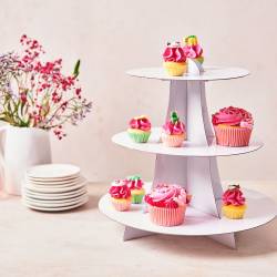 FUNCAKES-STAND THREE TIERS FOR CUPCAKES COLOUR WHITE...