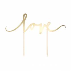 CAKE TOPPER LOVE - GOLD PARTYDECO ( KPT1-019 )