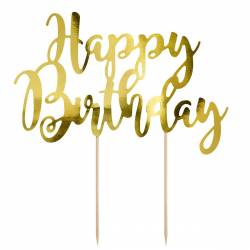 TOPO DE BOLO HAPPY BIRTHDAY - PARTYDECO GOLD (KPT11-019M)