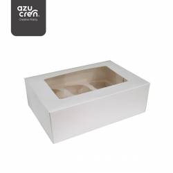 EXCELLENT 6 WHITE CUPCAKE BOX AZUCREN