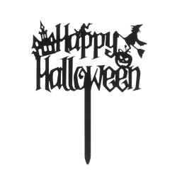 CAKE TOPPER HAPPY HALLOWEEN BRUJA 11.5 X 14 CM. DEKORA...