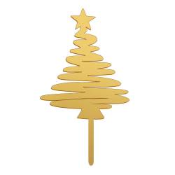 CAKE TOPPER CHRISTMAS TREE GOLD 16.5 X 8 CM. DEKORA (354168)