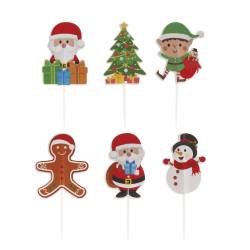 CAKE TOPPER PAPEL NAVIDAD 6 MODELOS 30 UNIDADES DEKORA...