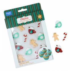 CONJUNTO 12 DECORAÇÕES DE AÇÚCAR CHRISTMAS JOY PME...