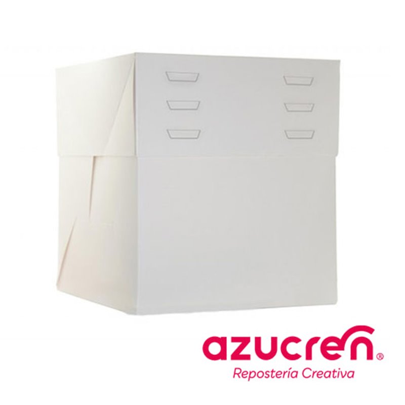 CAJA TARTA BLANCA ALTURA REGULABLE 25 X 25 X 20 A 30 CM. ALTURA REF. AZUCREN