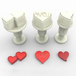 SET 3 MINI HEART CUTTERS WITH EJECTOR DEKOFEE (DF0571)