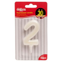 CANDLE Nº 2 FLUORESCENT - 6 CM. HEIGHT UNIT WITH BLISTER PACK DEKORA (345268 )