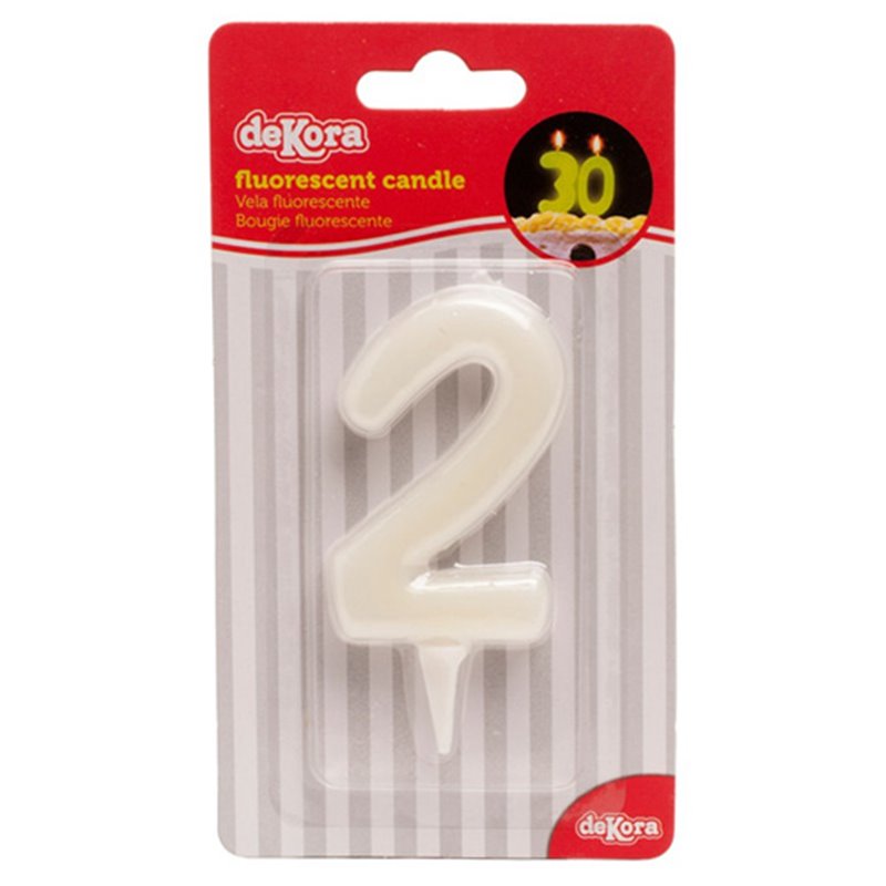 CANDLE Nº 2 FLUORESCENT - 6 CM. HEIGHT UNIT WITH BLISTER PACK DEKORA (345268 )