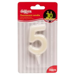 CANDLE Nº 5 FLUORESCENT - 6 CM. HEIGHT UNIT WITH BLISTER PACK DEKORA (345271 )