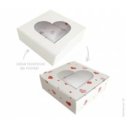 REVERSIBLE BISCUIT BOX WITH HEART WINDOW, 10 X 3,5 CM.