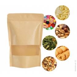 KRAFT PAPER BAG WITH WINDOW AND ZIP 13,5 X 19 CM. HEIGHT