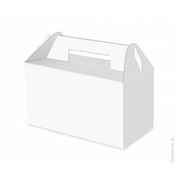 WHITE RECTANGULAR BOX WITH HANDLE 22 X 12 X 10 CM. HEIGHT