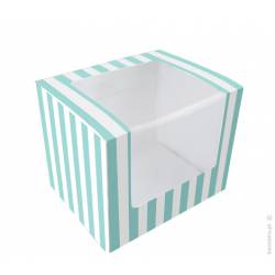 BLUE AND WHITE BOX WITH WINDOW 12,5 X 10 X 10 CM. HEIGHT