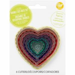 SET 6 DOUBLE SIDED HEART CUTTERS WILTON (191007373)