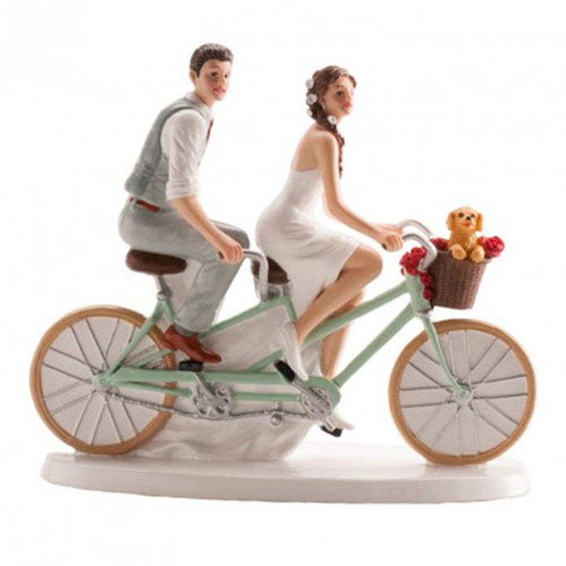 WEDDING COUPLE ON BICYCLE 16 X 18 CM DEKORA ( 305069 )