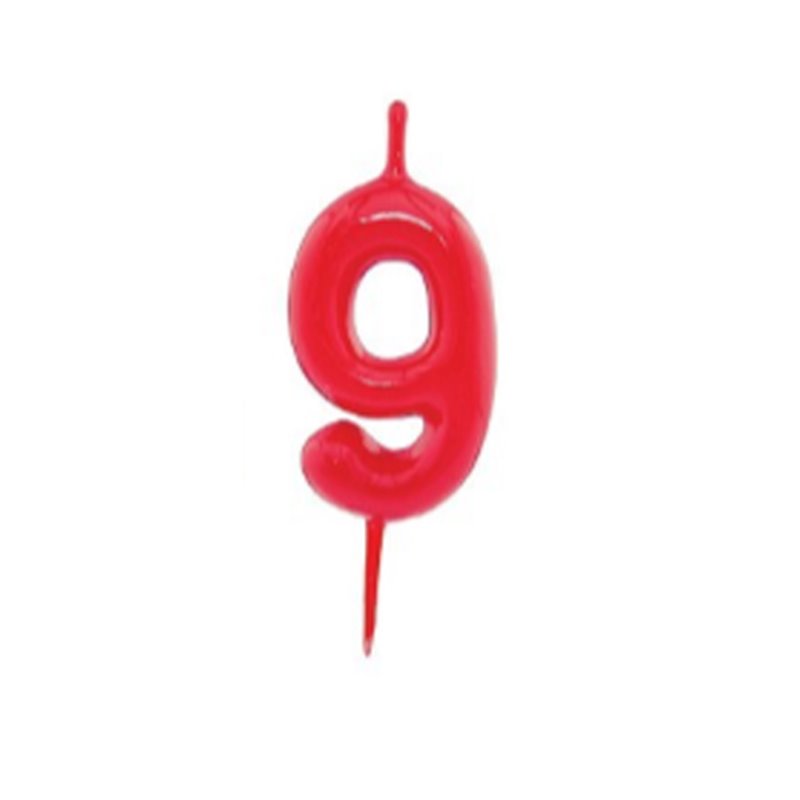 LARGE RED CANDLE NO. 9 - 7 CM. HEIGHT ( AT0449 )