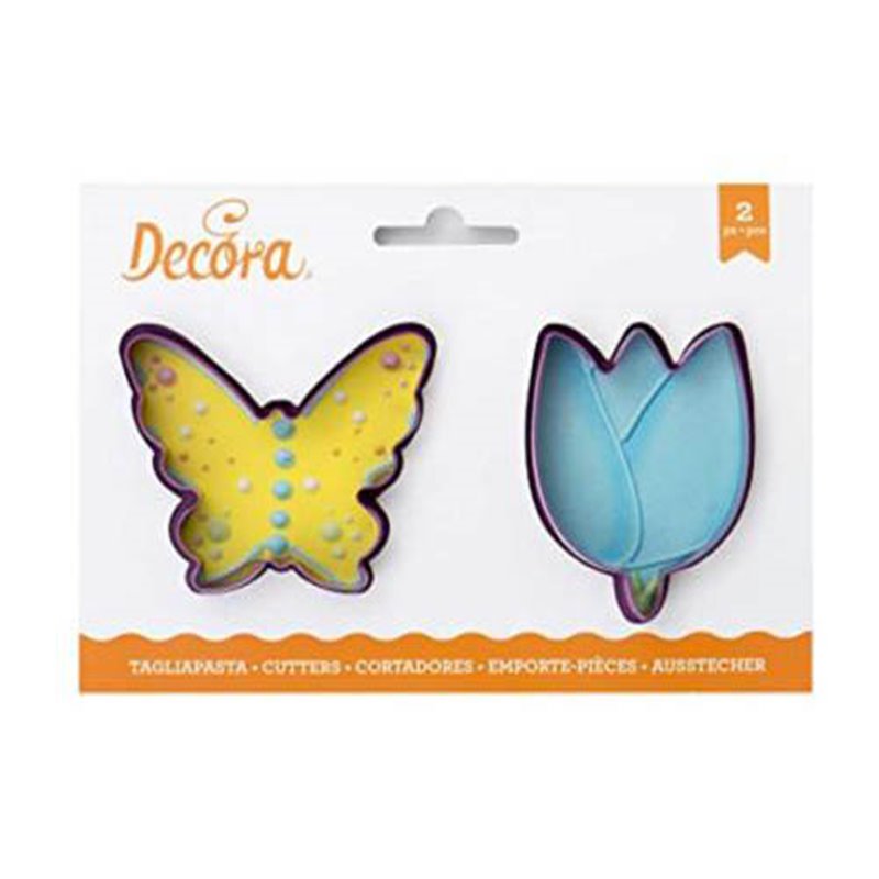 SET 2 PLASTIC BUTTERFLY AND FLOWER CUTTERS ( 0255075 )