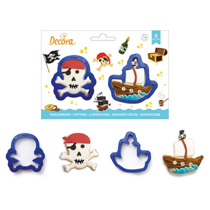 SET 2 PLASTIC CUTTERS SKULL AND BOAT DECORATES ( 0255197 )