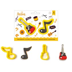 SET 2 PLASTIC NOTE CUTTERS AND GUITAR DECOR ( 0255209 )