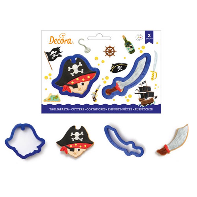 SET 2 PLASTIC PIRATE CUTTERS AND DECORATIVE SABLE ( 0255207 )