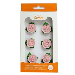 6 UNITS PINK SUGAR DECORATIONS WITH PINK LEAVES ( 0500224 )