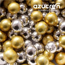 MIX SILVER / GOLD METALLIZED PEARLS AZUCREN 8 MM. 90 GRAMS 