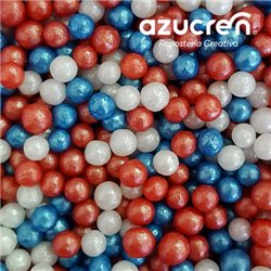 BLUE-RED-WHITE AZUCREN PEARLS 4 MM. AZUCREN CAN 900 GRAMS