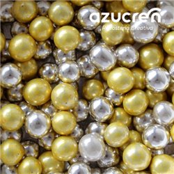 MIX SILVER / GOLD METALLIZED PEARLS SUGAR 6 MM. 90 GRAMS 